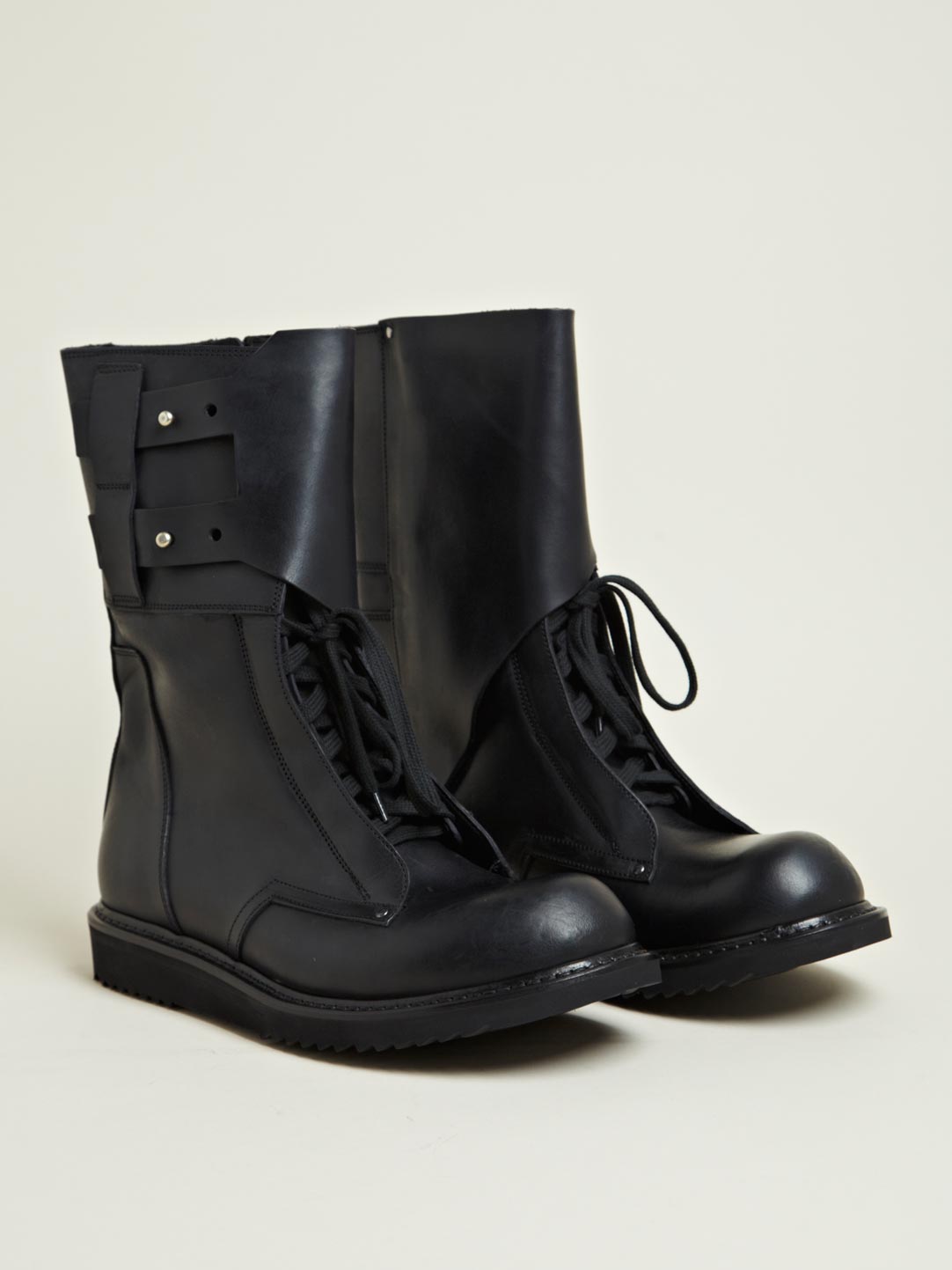 Rick owens Mens Leather Military Boots in Black for Men | Lyst