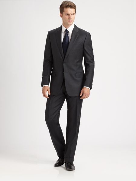 Armani Mini Check Giorgio Model Suit in Black for Men (charcoal) | Lyst