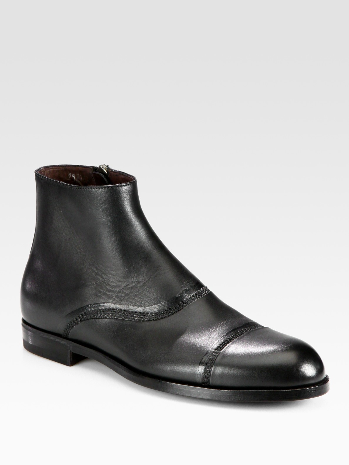 Bottega Veneta Cap Toe Leather Chelsea Boots In Black For Men Lyst