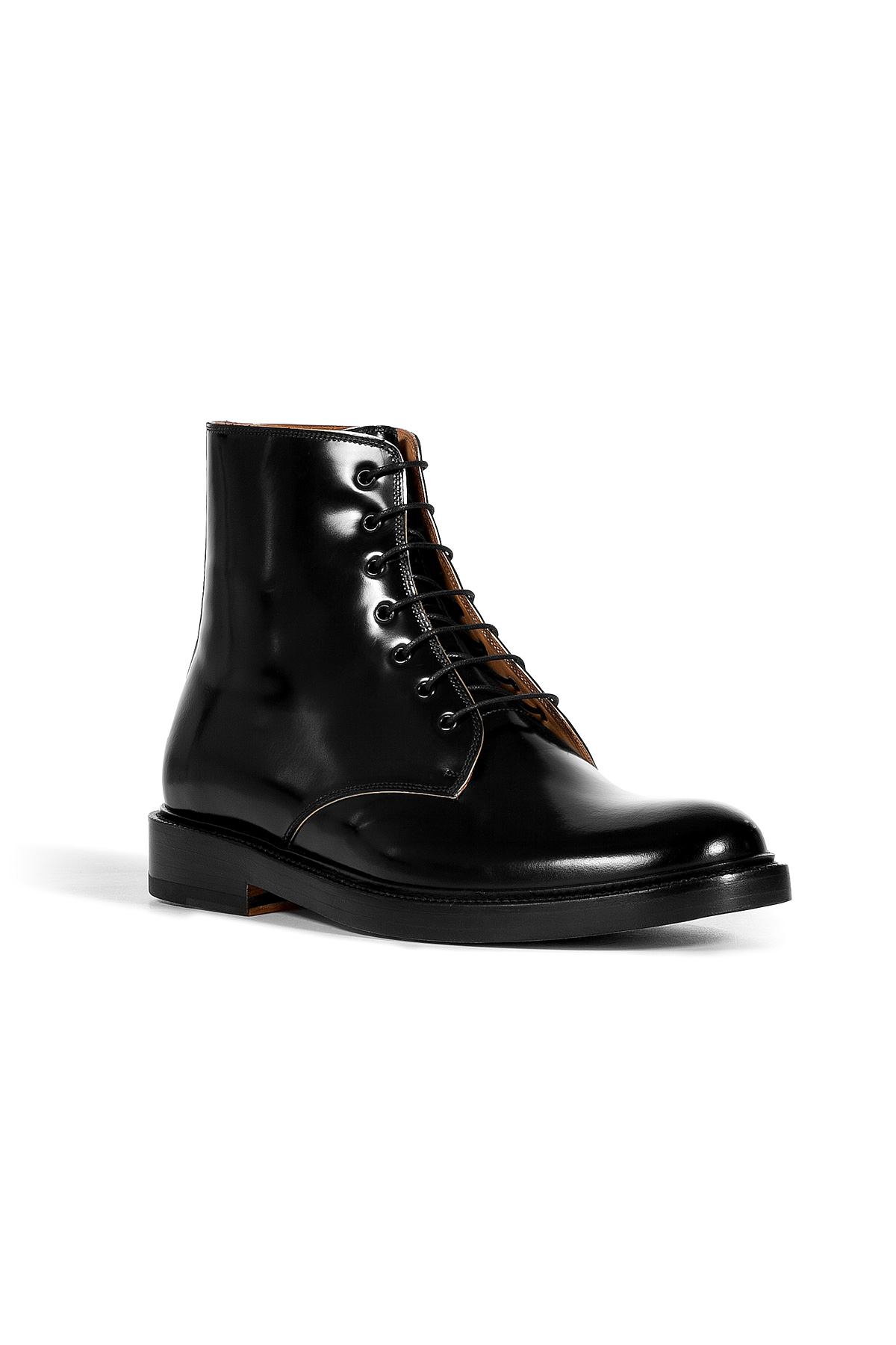 Marc Jacobs Black Glazed Leather Laceup Boots in Black for Men | Lyst