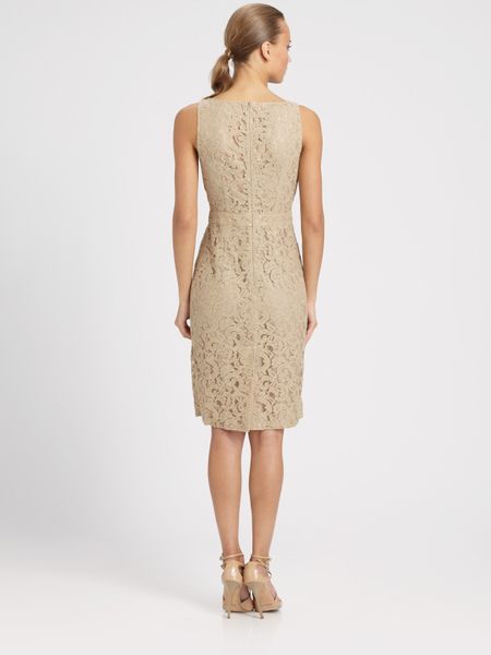 Moschino Cheap & Chic Bow Lace Dress in Beige | Lyst
