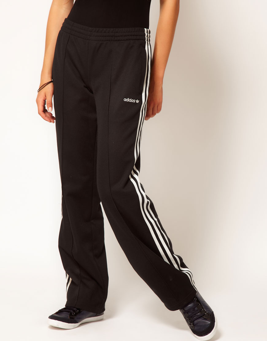 Adidas The Firebird Track Pants in Black and White in Black | Lyst
