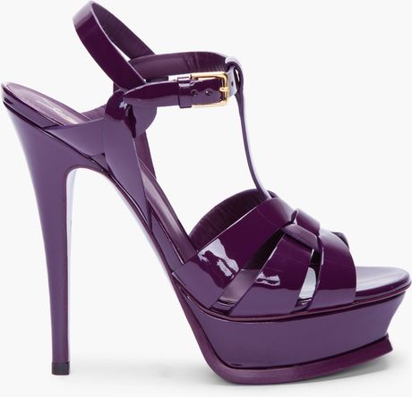 Saint Laurent Purple Patent Tribute Heels in Purple | Lyst