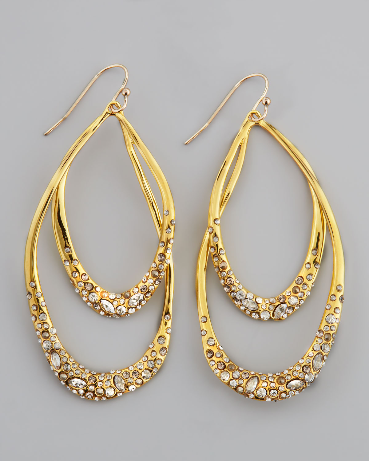 Alexis bittar Asymmetric Marquise Lucite Clip-On Earrings in Gold | Lyst