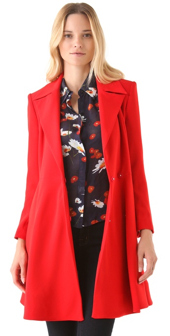 Lyst - Alice + Olivia Loris Flare Coat in Red