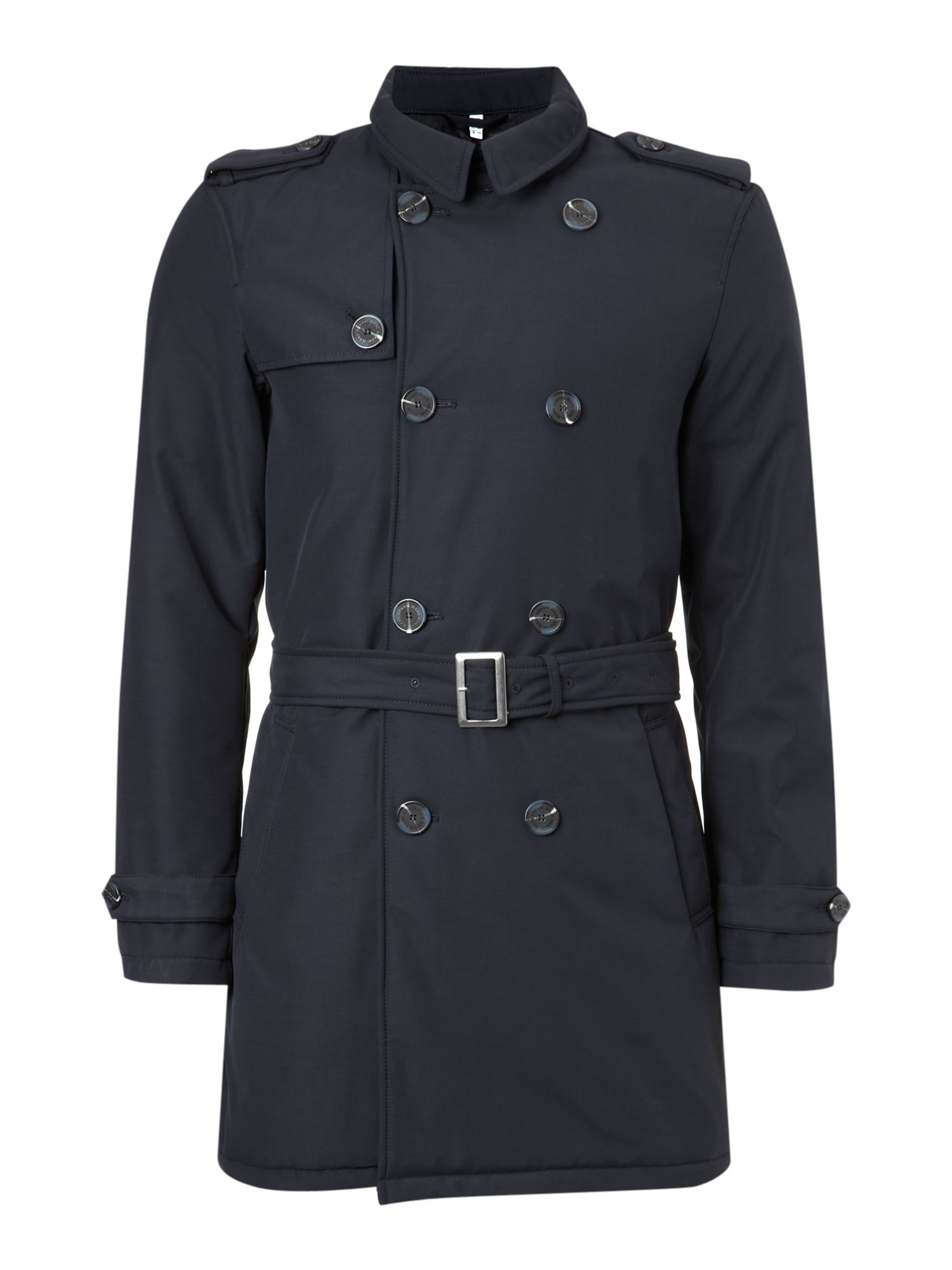 Armani Jeans Logo Trench Coat in Blue for Men (navy) | Lyst