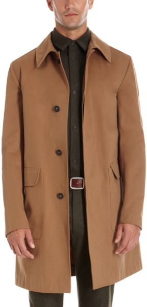 Basco Brushed Gabardine Topcoat in Brown for Men (camel) | Lyst