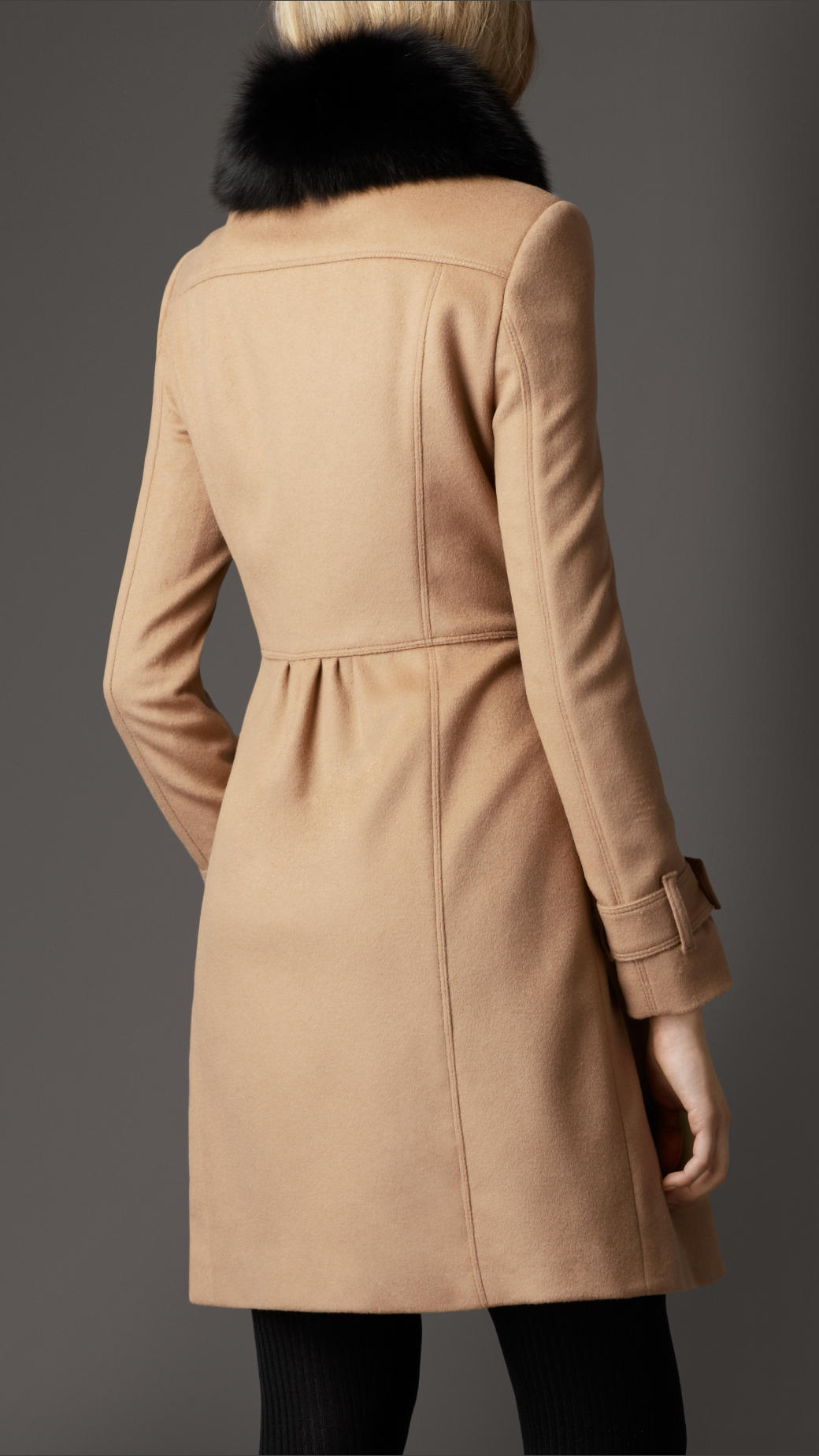 Burberry Midlength Wool Cashmere Fur Collar Trench Coat in Natural - Lyst