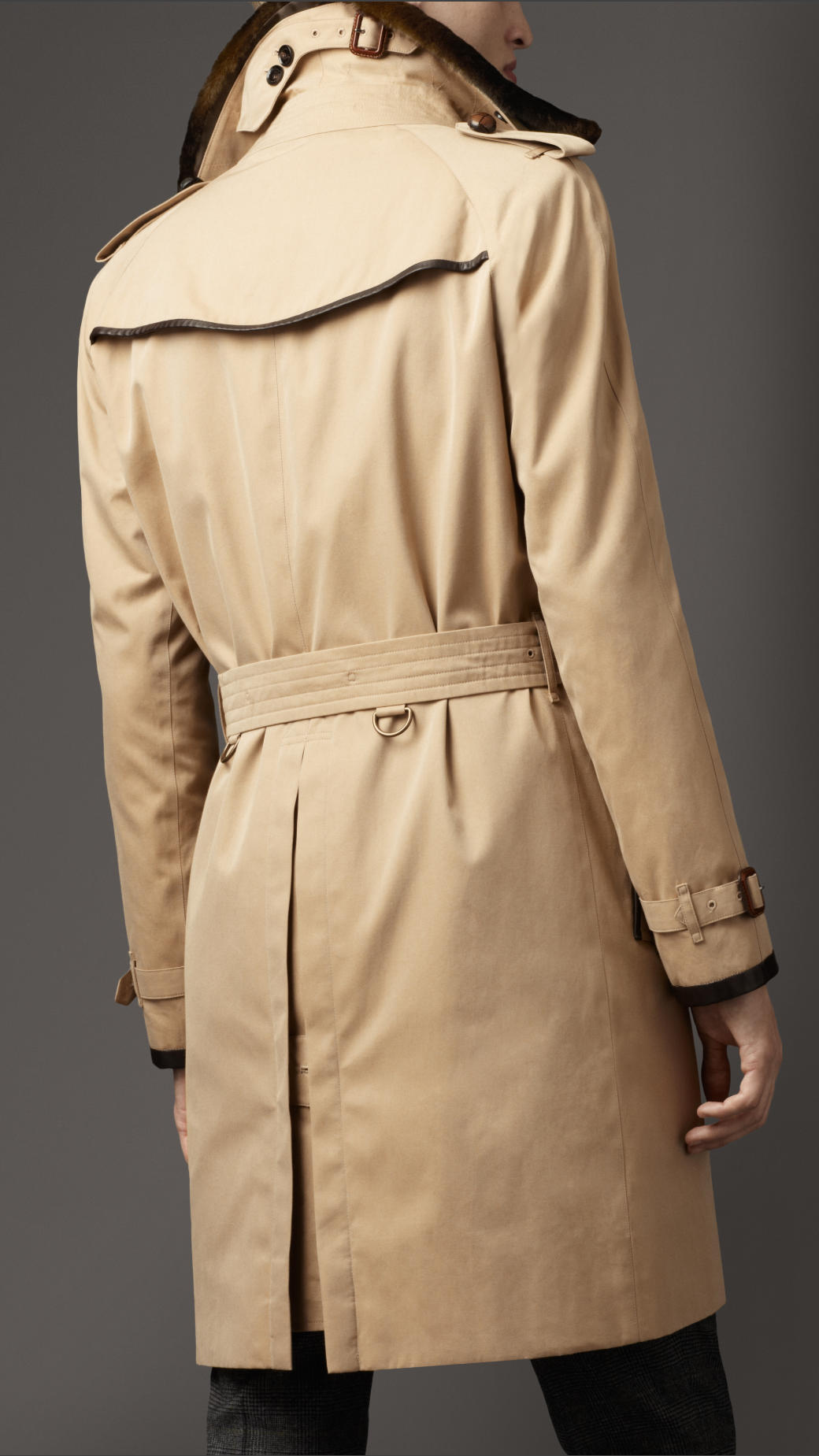 Lyst - Burberry Long Fur Collar Cotton Trench Coat in Natural for Men