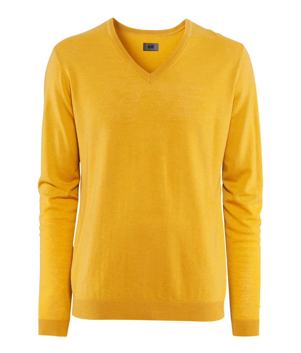 H&m Merino Wool Jumper in Yellow for Men (mustard) | Lyst