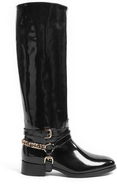 Mcq By Alexander Mcqueen Chain Knee High Riding Boots in Black | Lyst