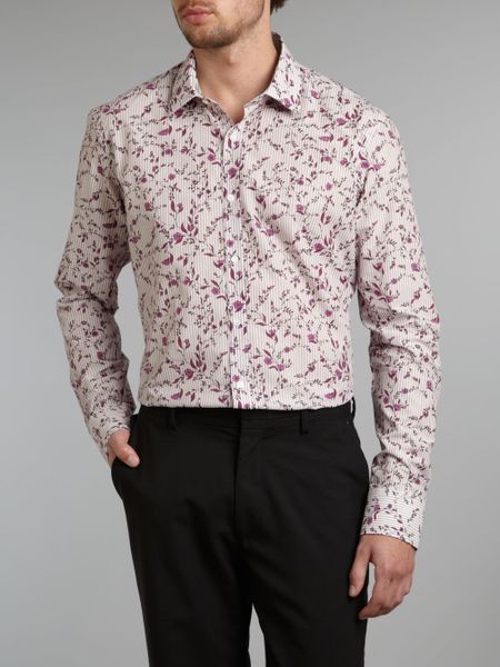 Ted Baker Long Sleeved Floral Print Formal Shirt in Purple for Men | Lyst