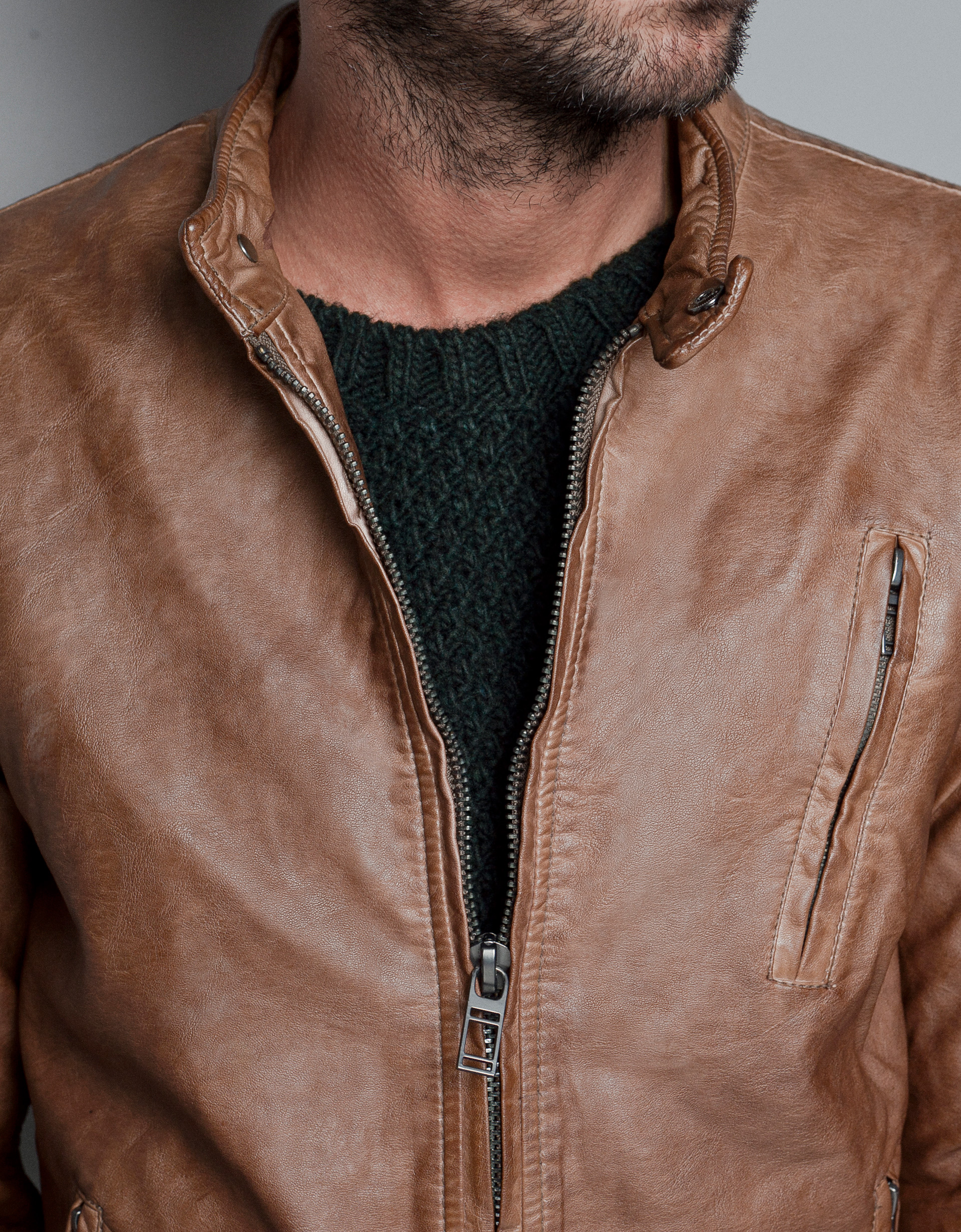 Zara Synthetic Leather Jacket In Brown For Men Lyst Gallery