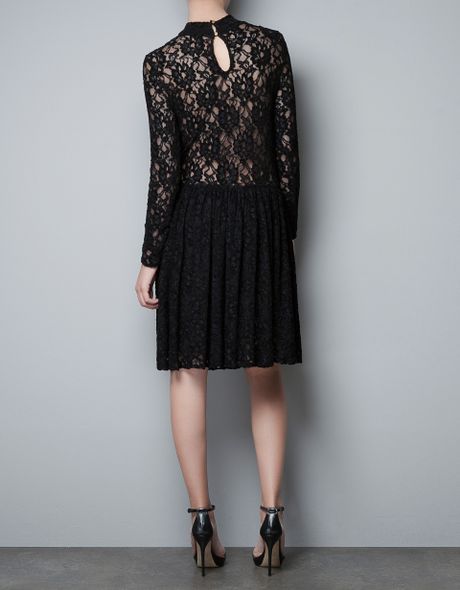 Zara Lace Dress in Black | Lyst