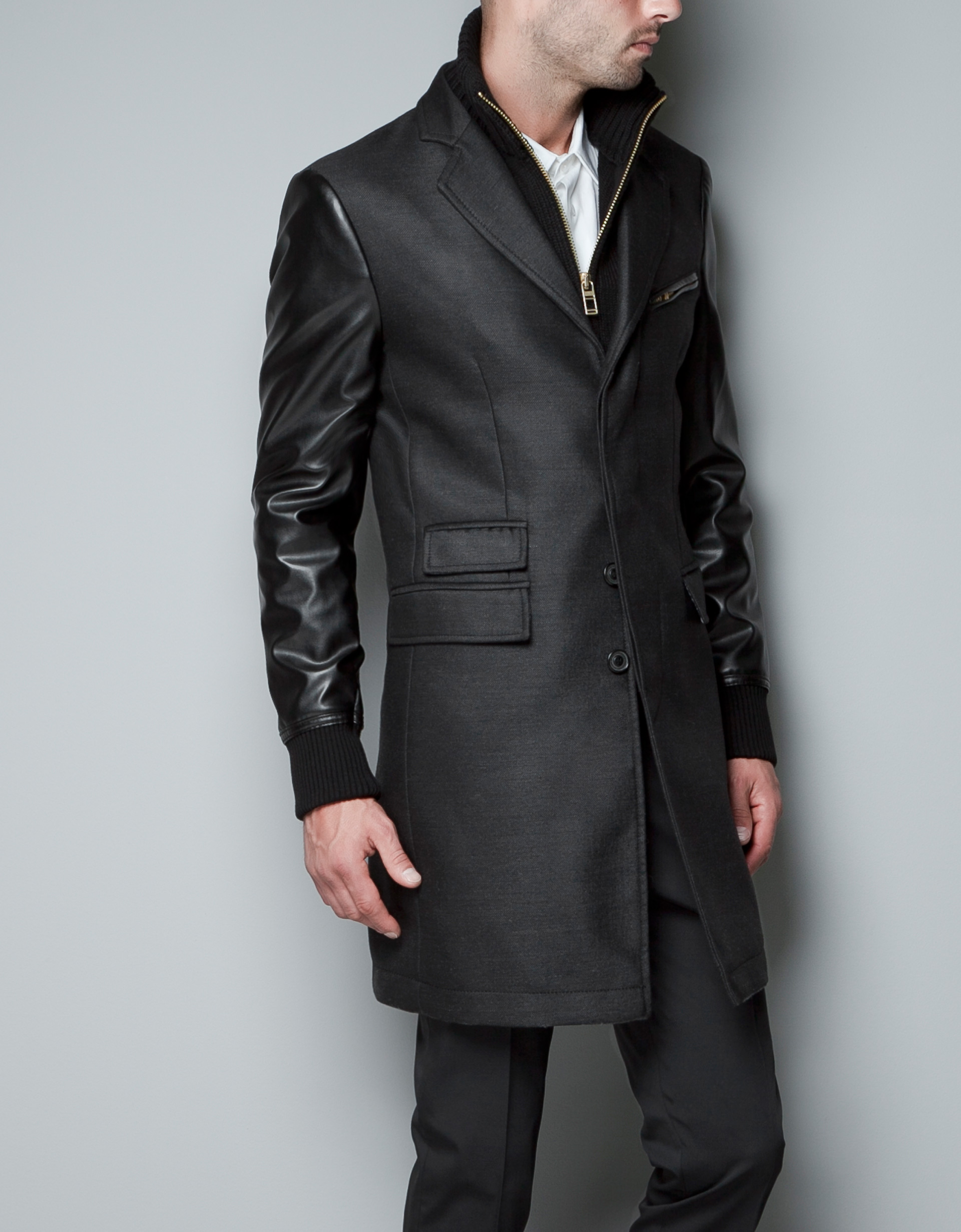 zara black overcoat