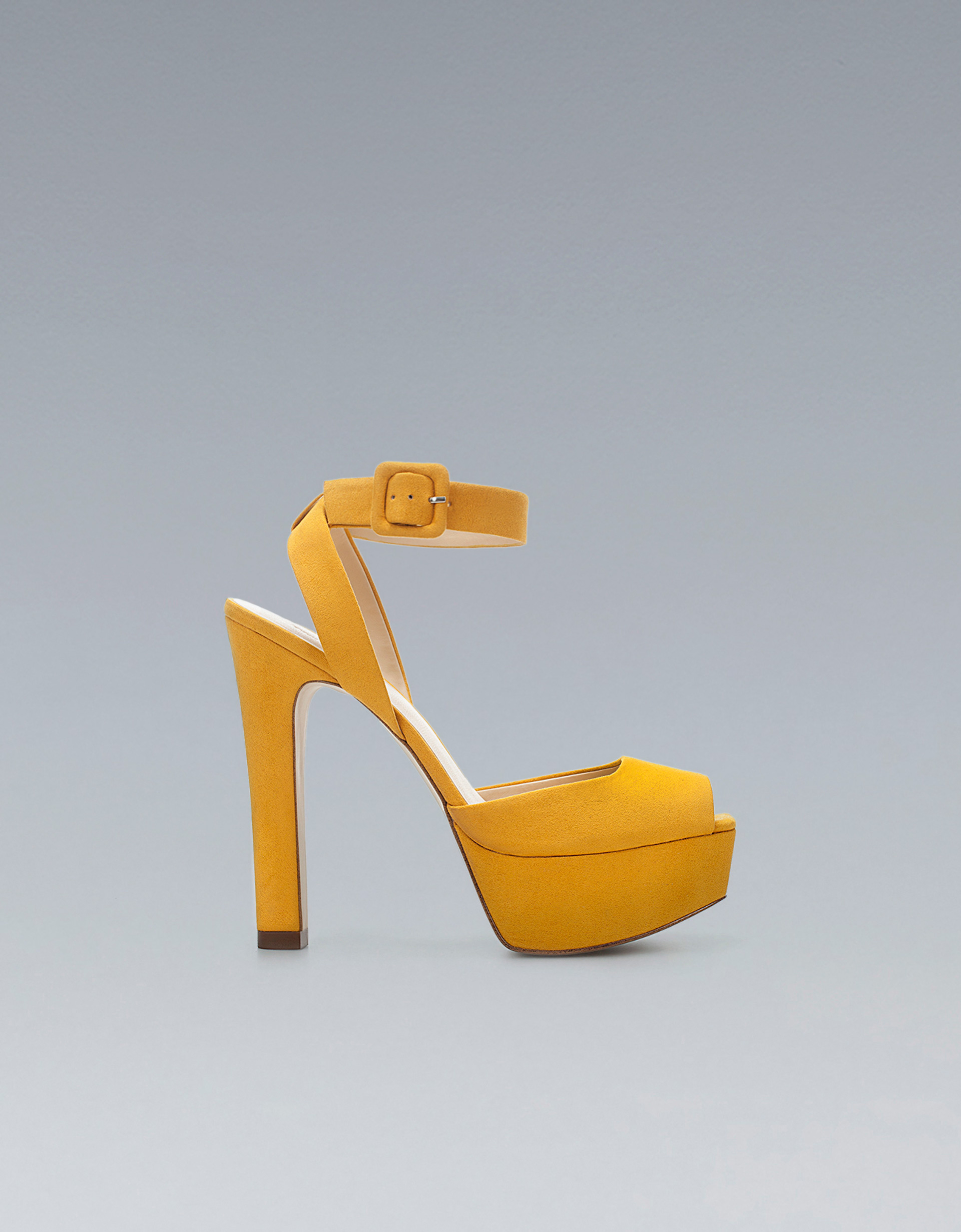 sandals with and high strap heel ankle platform zara Yellow with Strap Lyst (mustard) Ankle High Heel in Zara  Sandal