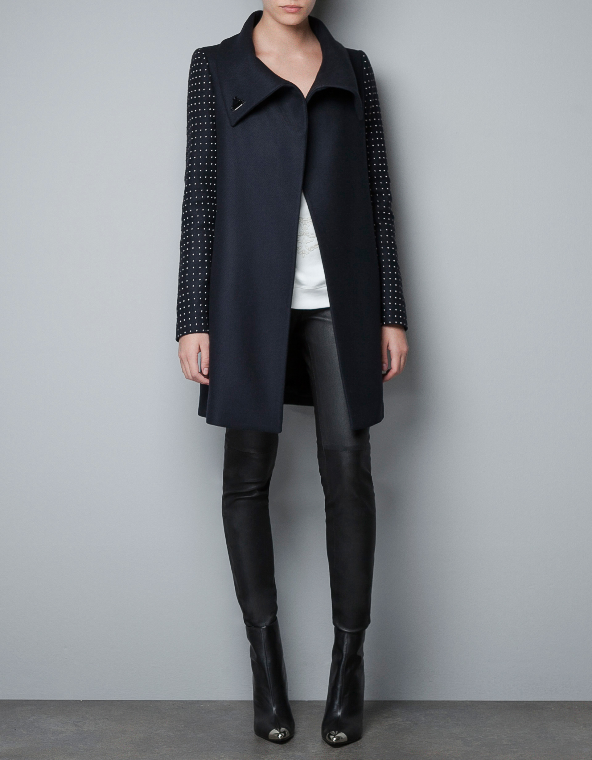 Zara Coat with Appliqués On The Sleeve in Blue Lyst