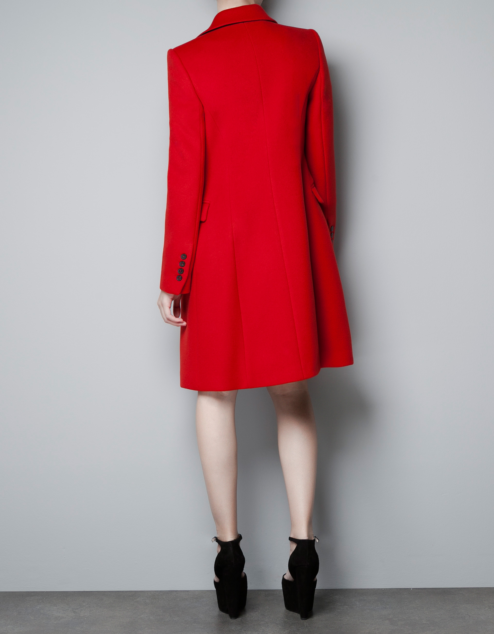 Zara Double Breasted Coat in Red Lyst