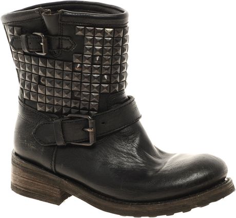 Ash Titan Studded Leather Boot in Black | Lyst