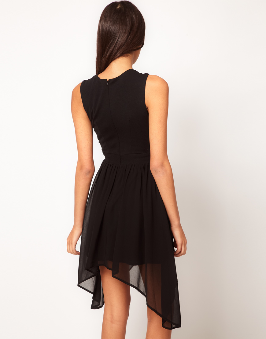 Lyst - Asos Dress with Lace Insert in Natural