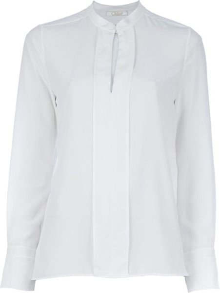 Chloé Blouse with Stand Up Collar in White | Lyst