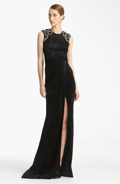 Jason Wu Embroidered Open Back Gown in Black | Lyst