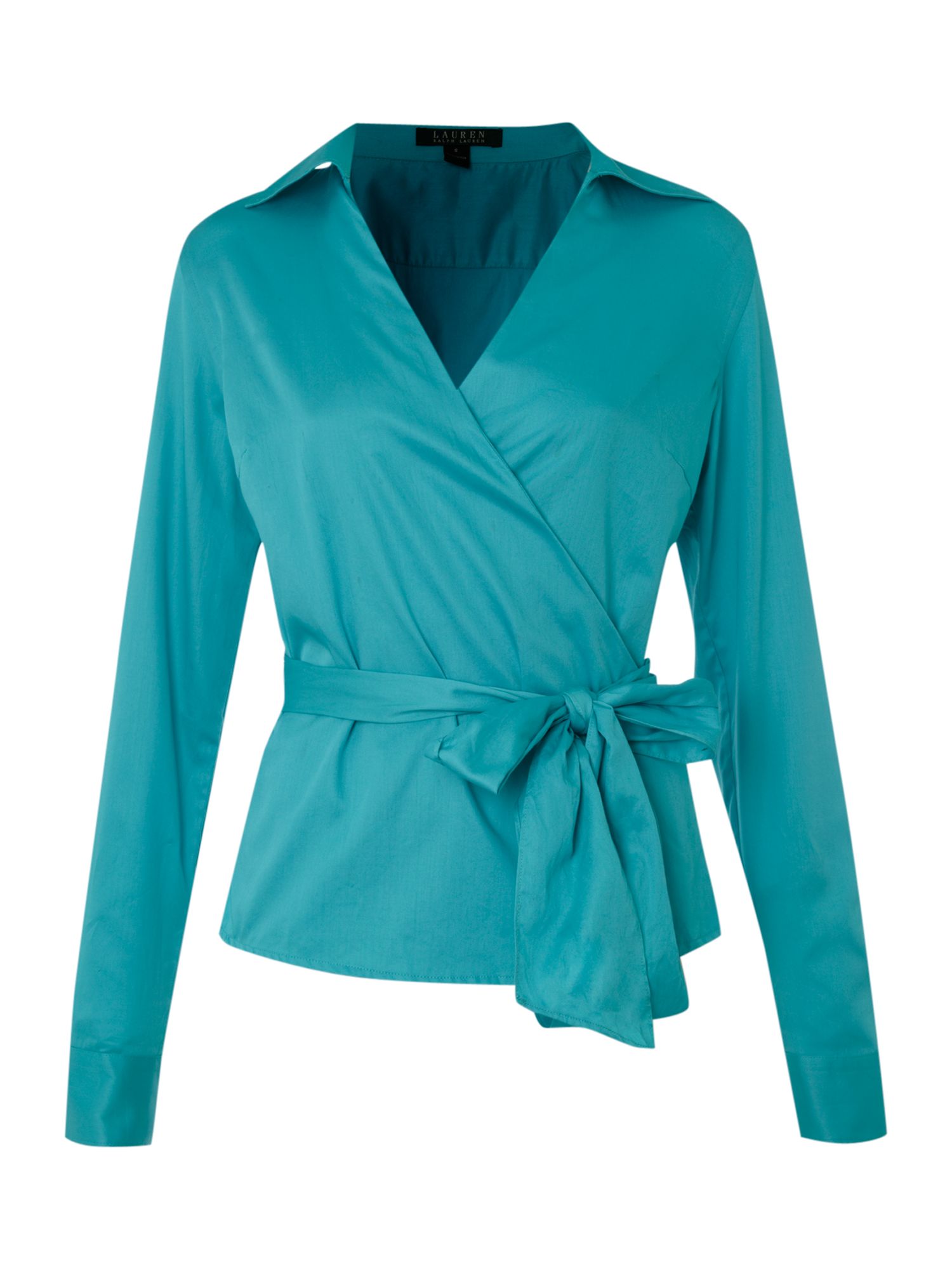 Lauren By Ralph Lauren Carigan Long Sleeve Wrap Blouse in Blue (green ...