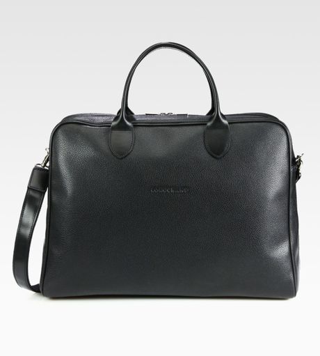 Longchamp Veau Foulonne Leather Rounded Briefcase in Black for Men | Lyst