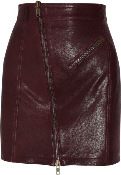 Mcq By Alexander Mcqueen Leather Mini Skirt in Red (oxblood) | Lyst