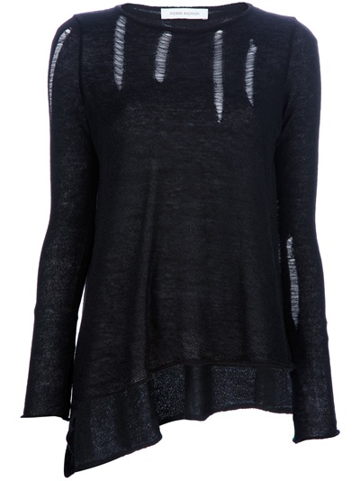 Balmain Distressed Sweater in Black | Lyst