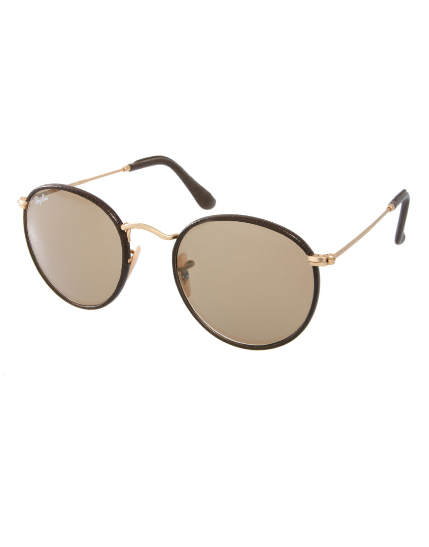 Lyst Ray Ban Round Sunglasses In Brown For Men 