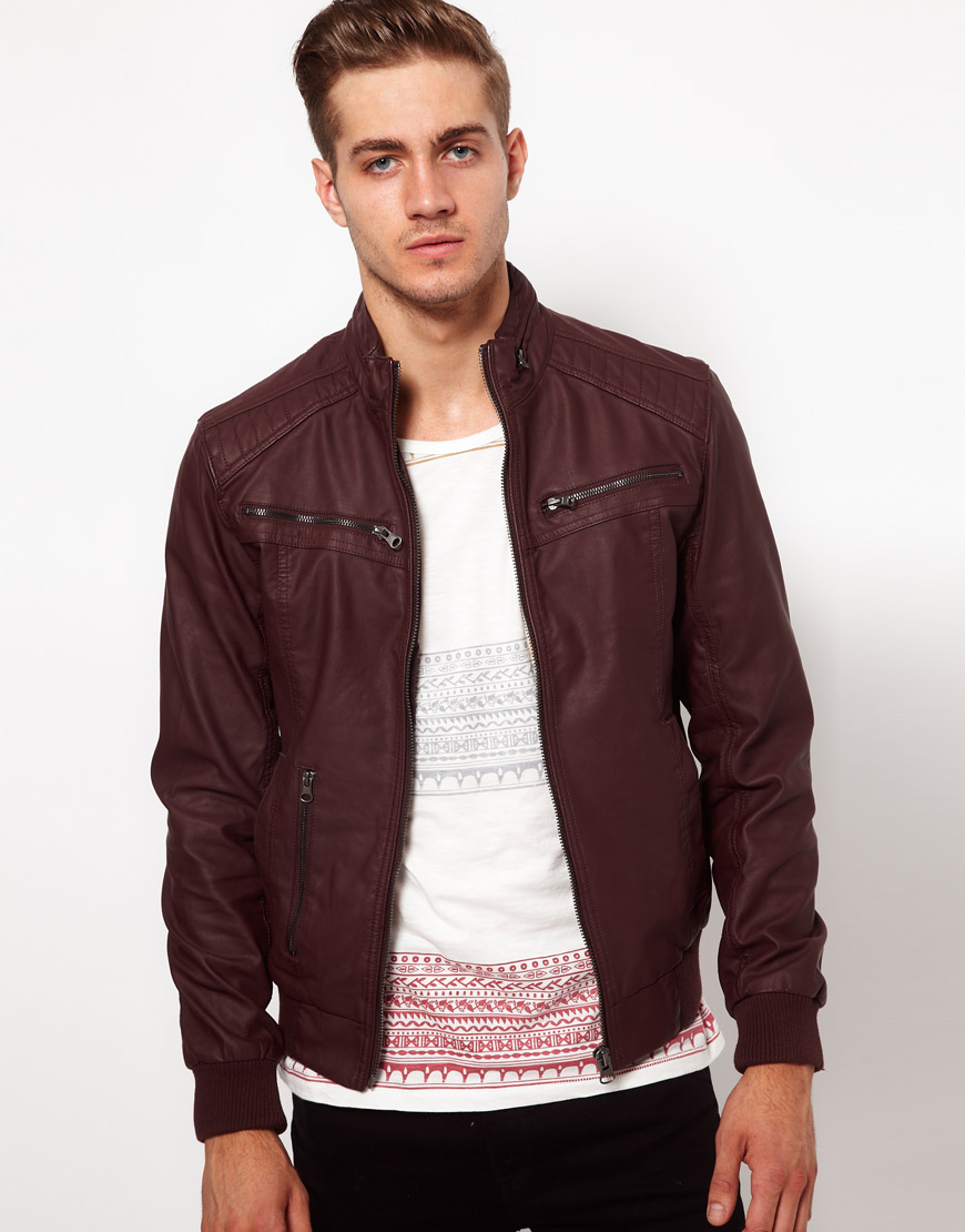 Lyst - River Island Biker Jacket in Red for Men