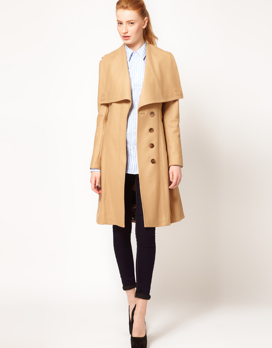 Lyst - Ted Baker Belted Coat with Big Collar in Red