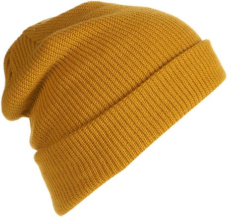 Topman Mustard Turn Up Beanie in Yellow for Men | Lyst