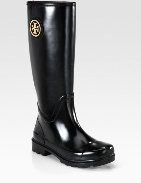 Tory Burch Sarah Logodetail Rain Boots in Black | Lyst