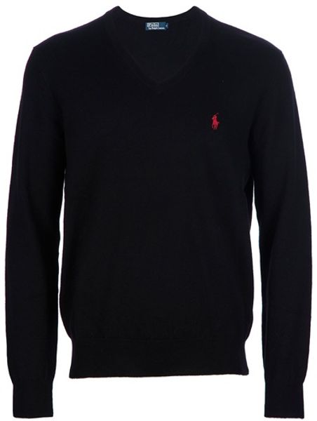Polo Ralph Lauren V Neck Sweater in Black for Men | Lyst