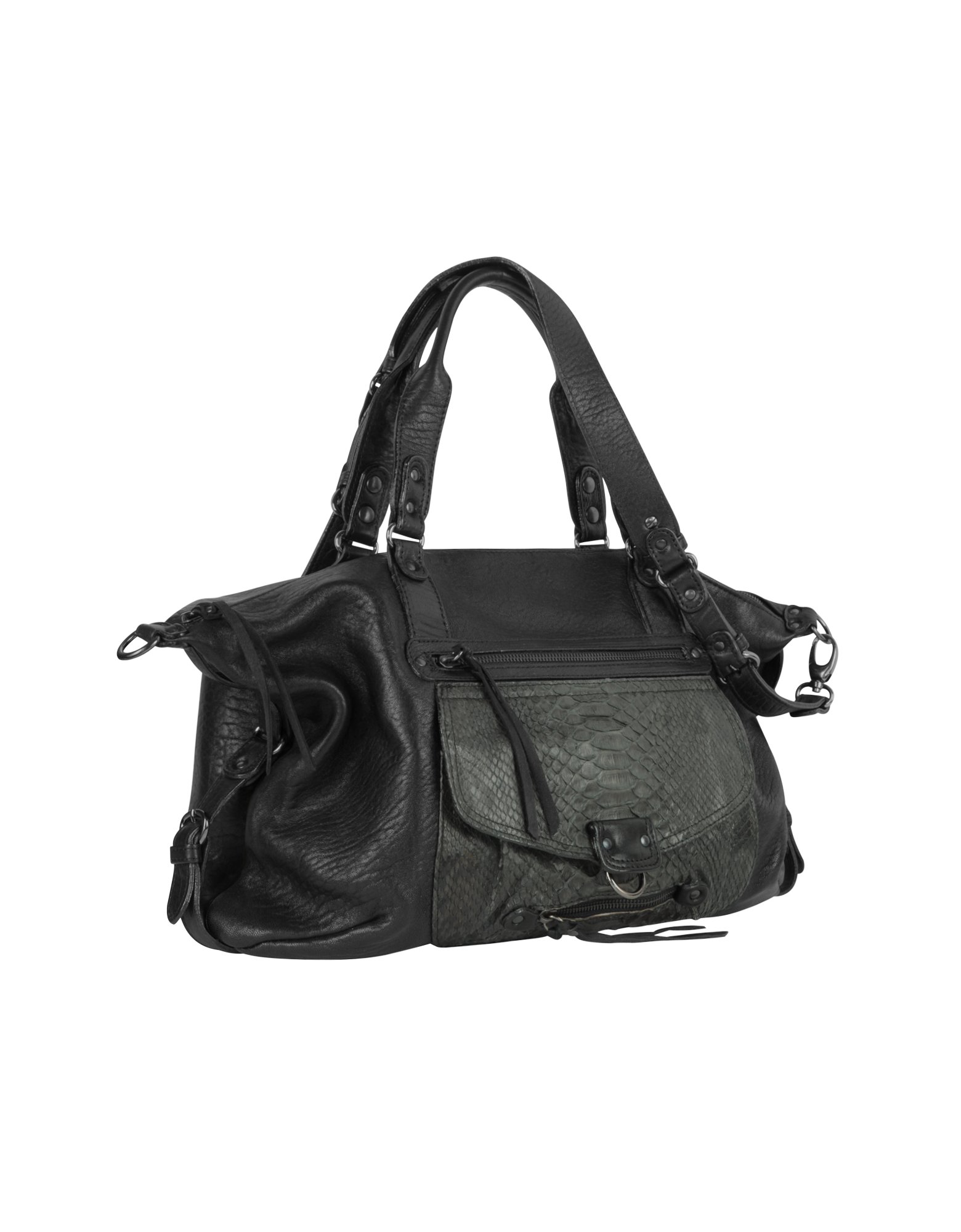 Abaco Odelia Large Python Leather Tote in Black | Lyst