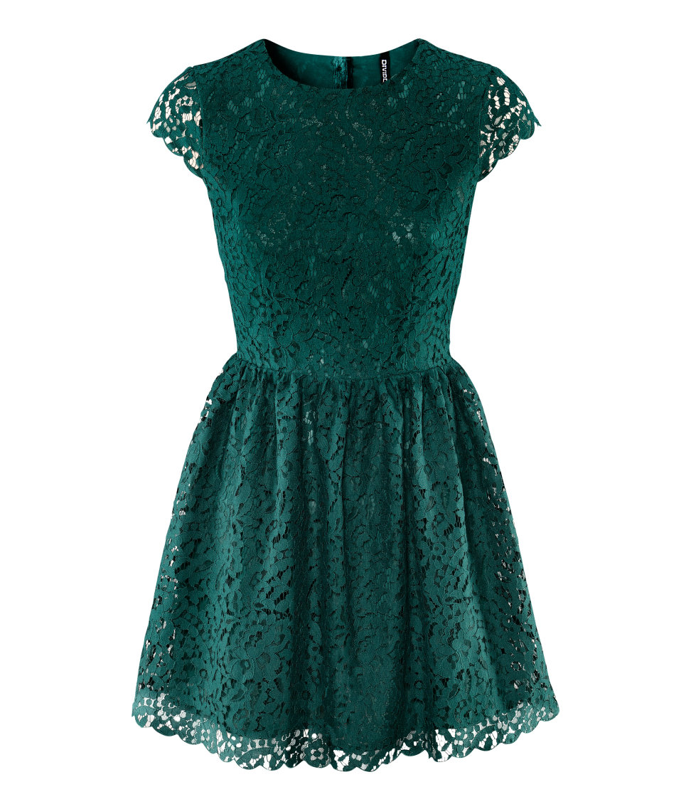 Lyst - H&m Lace Dress in Green