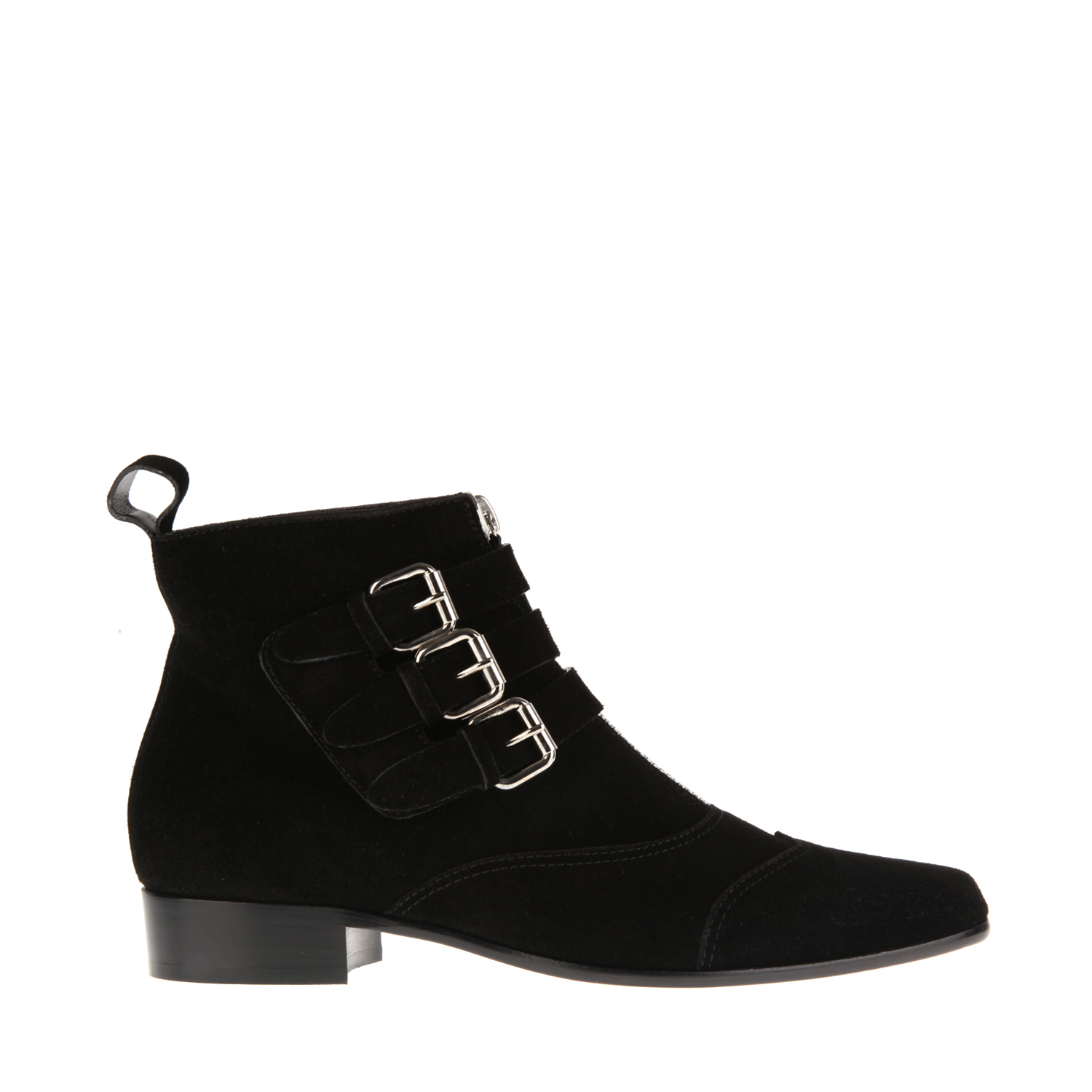 Tabitha Simmons Suede Wingtip Pointed Toe Ankle Boot in Black (silver ...