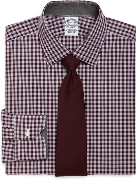 Brooks Brothers All Cotton Extra Slim Fit Heathered Gingham Luxury ...