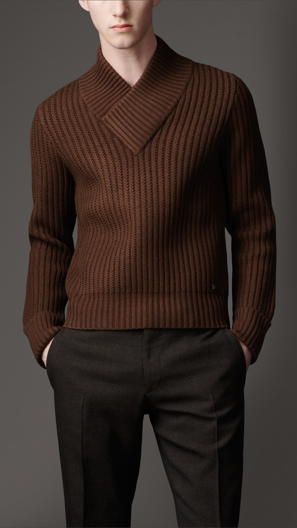 Burberry Shawl Collar Sweater in Brown for Men | Lyst