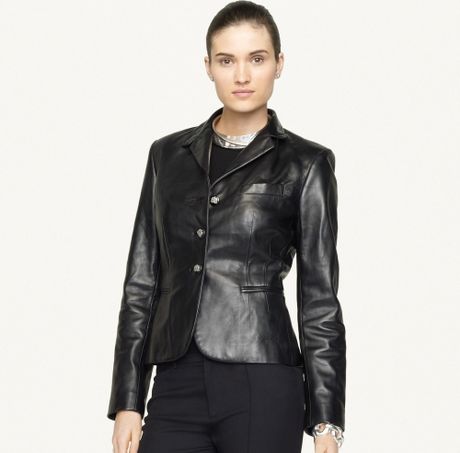 Ralph Lauren Black Label Leather Dalphine Jacket in Black | Lyst