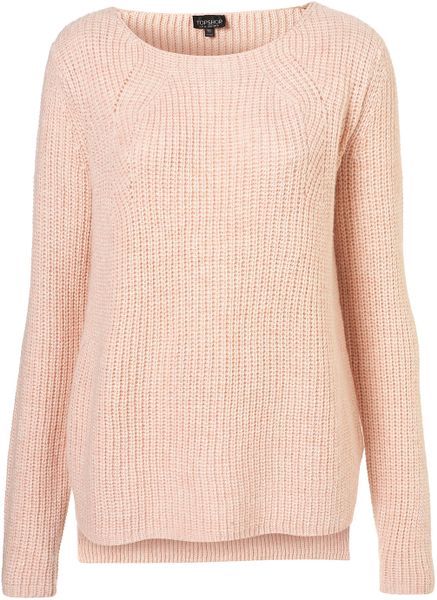 Topshop Knitted Clean Rib Jumper in Pink (pale pink) | Lyst