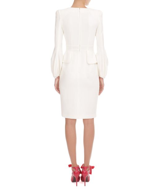 Lyst - Alexander Mcqueen Bell Sleeve Wool Crepe Pencil Dress in White