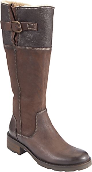 John Lewis John Lewis Cheadle Nubuck and Leather Knee Boots Brown in ...