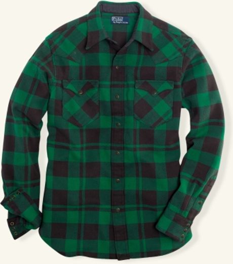 Polo Ralph Lauren Classic Western Flannel Shirt in Green for Men (green ...