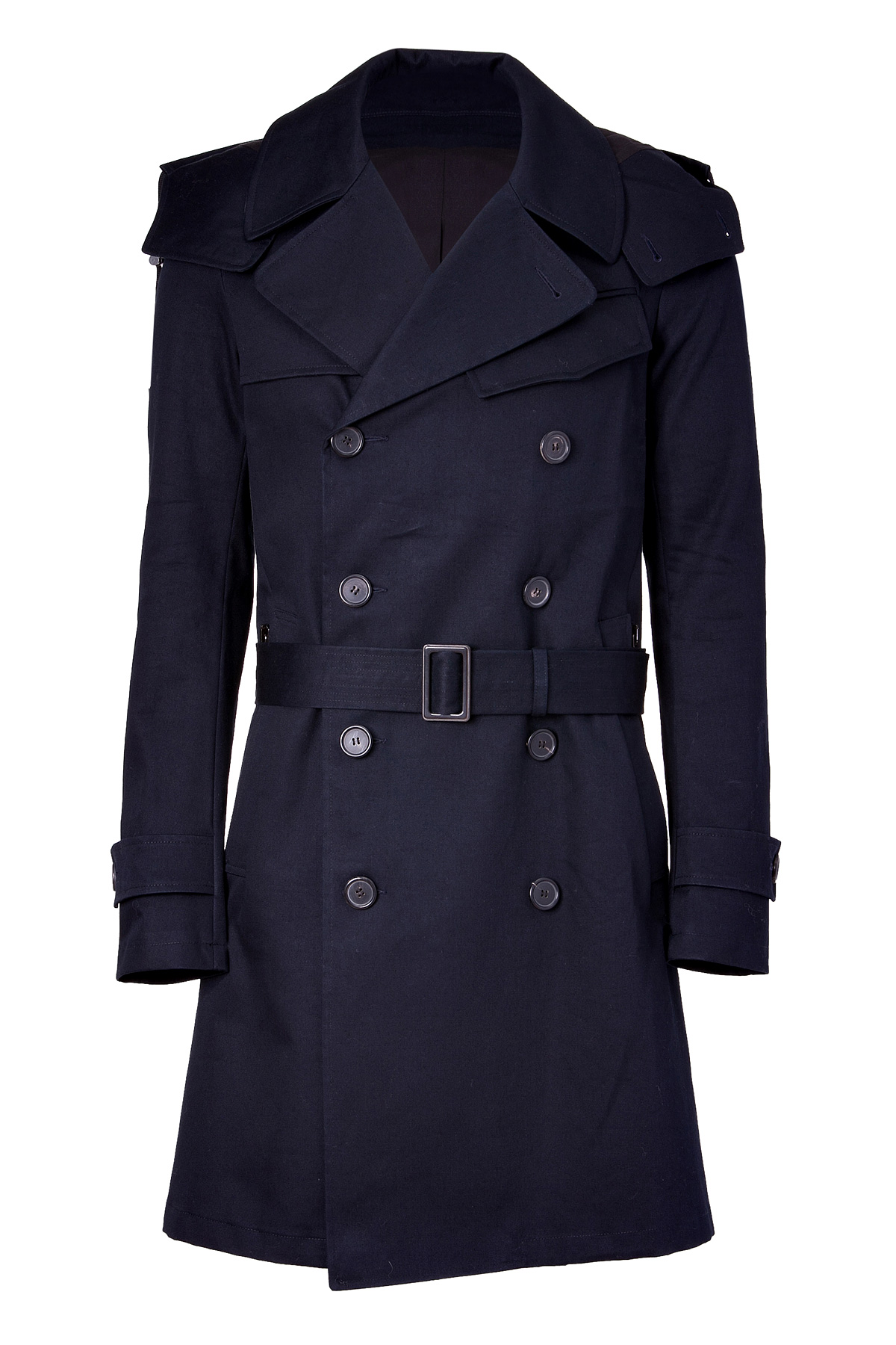 Balmain Navy Doublebreasted Cotton Trench Coat in Blue for Men (navy ...