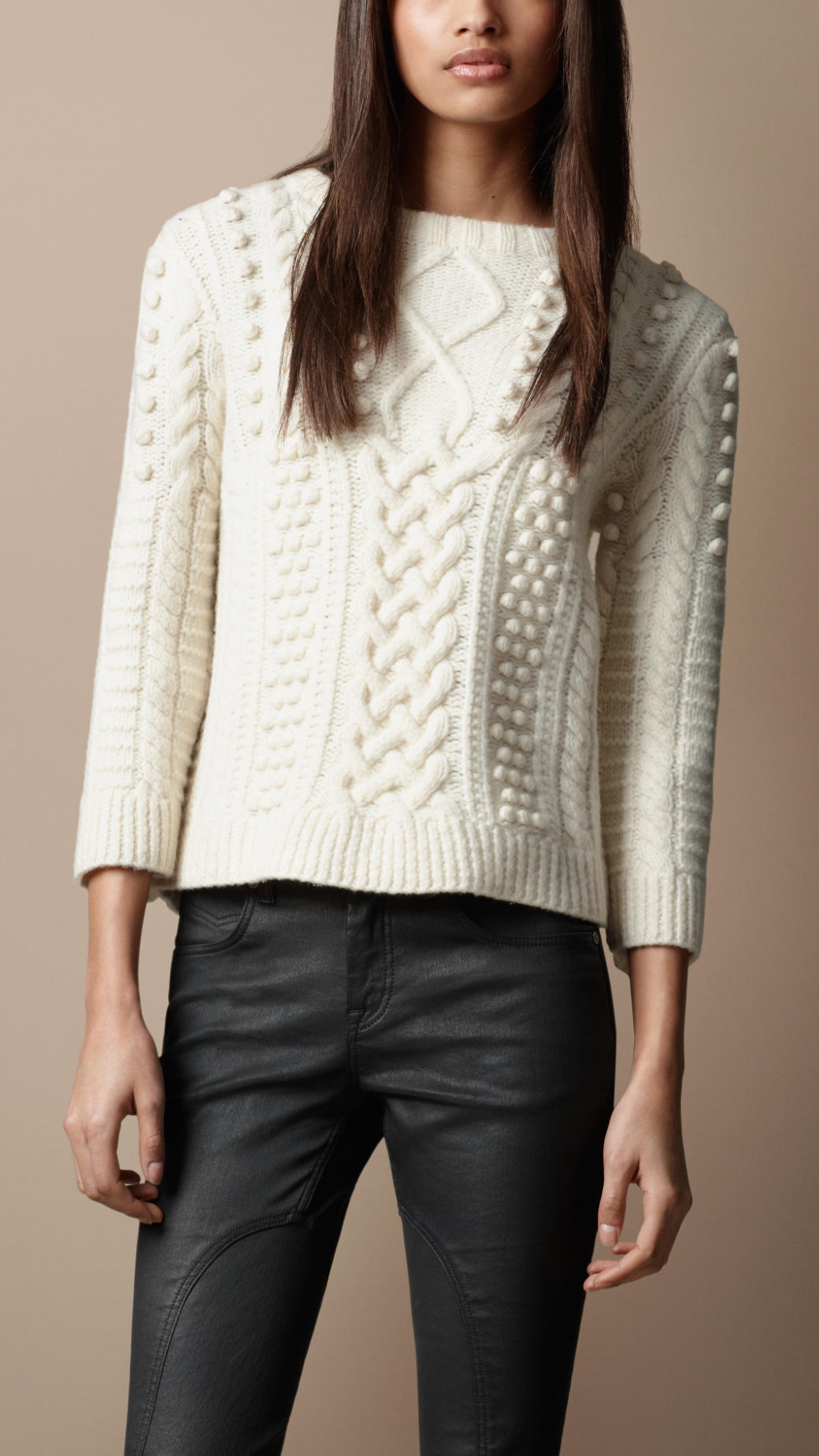 Lyst - Burberry Brit Cable Knit Sweater in White