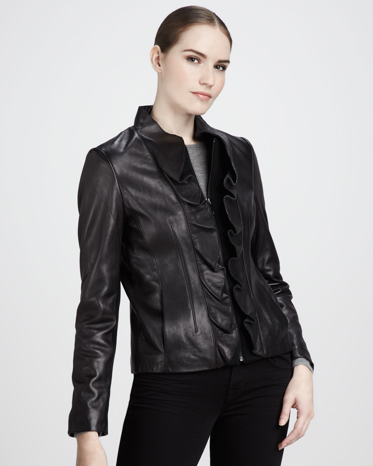 Lyst Elie Tahari Kendrick Leather Jacket In Black Gallery