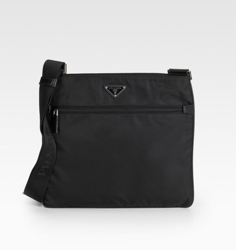 Prada Nylon & Leather Messenger Bag in Black for Men | Lyst
